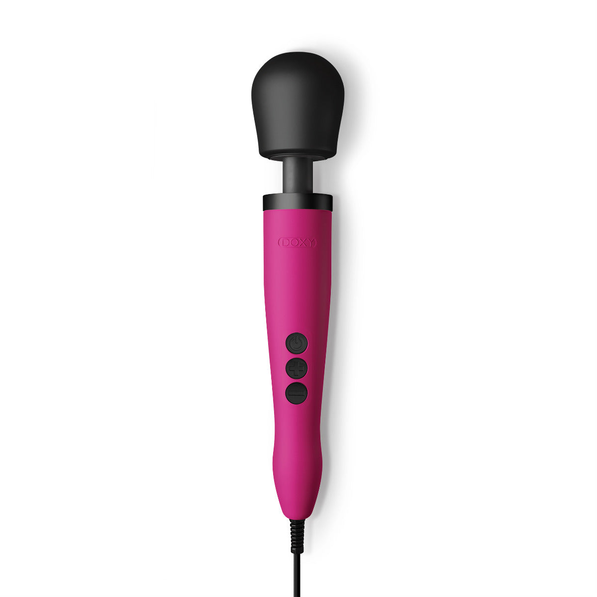 Doxy Original Pink Massager with sleek design and control buttons, showcasing its compact, ergonomic shape in vibrant pink color.