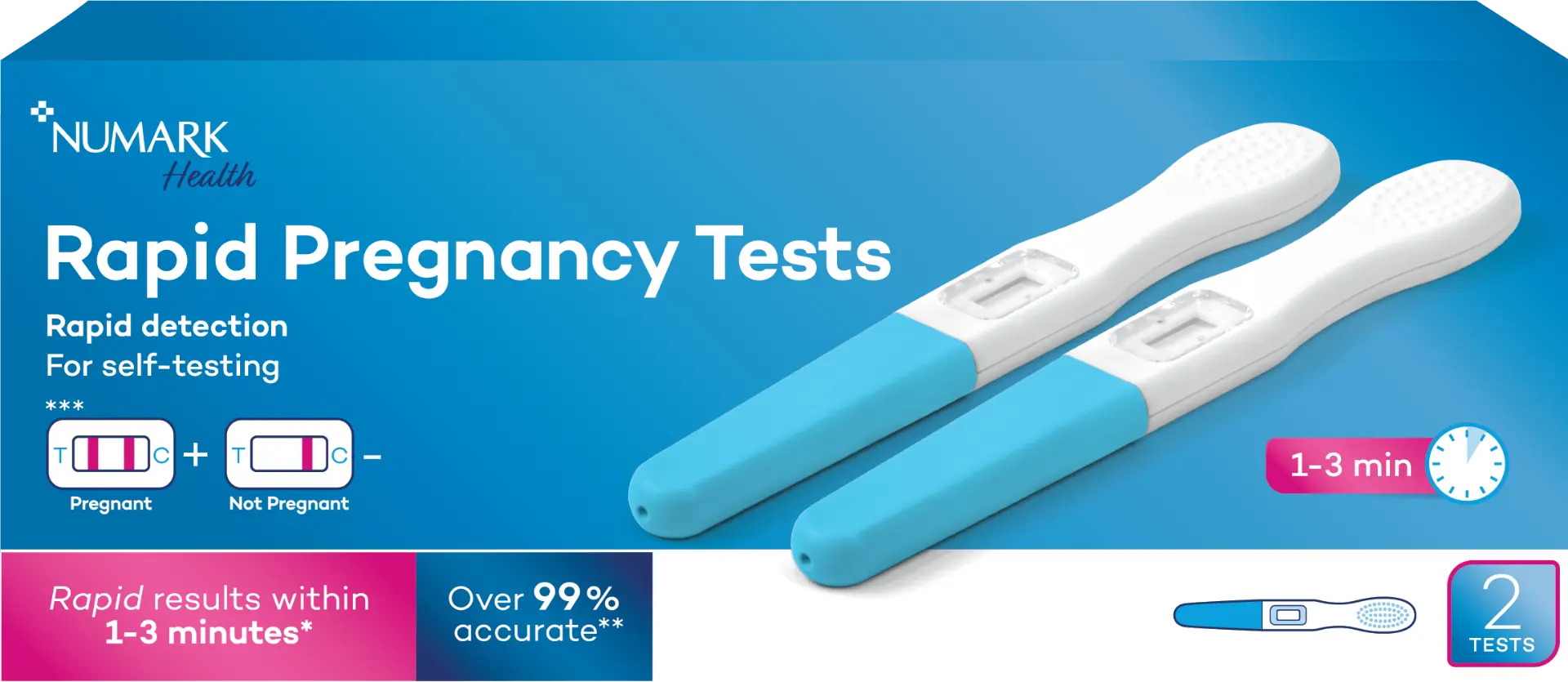 Numark Pregnancy Tests - Rapid Detection 2s