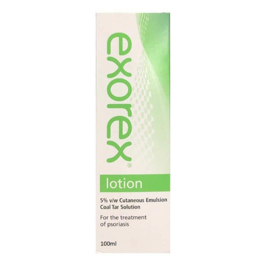 Exorex Lotion 100ml bottle from My Store, featuring a white and green packaging with the lotion inside
