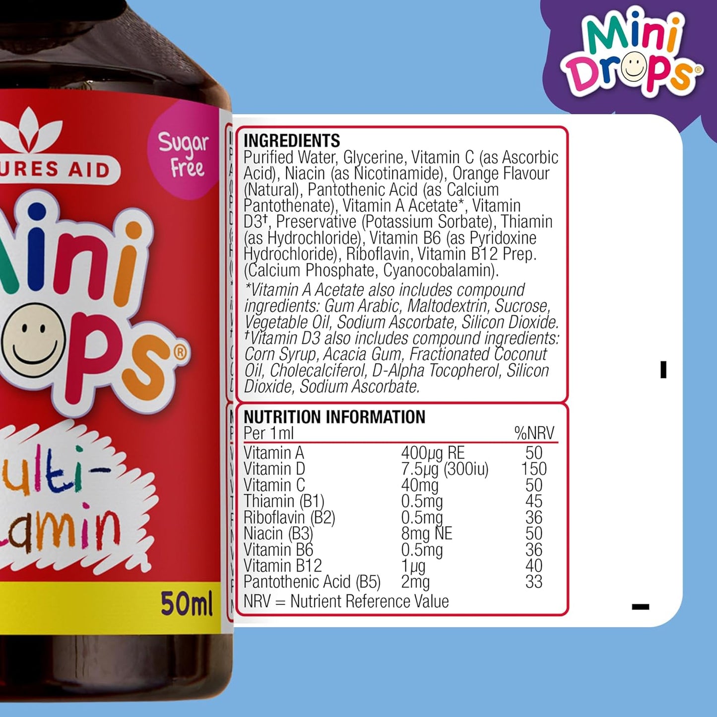 Natures Aid Children's Multi-vitamin Mini Drops 50ml