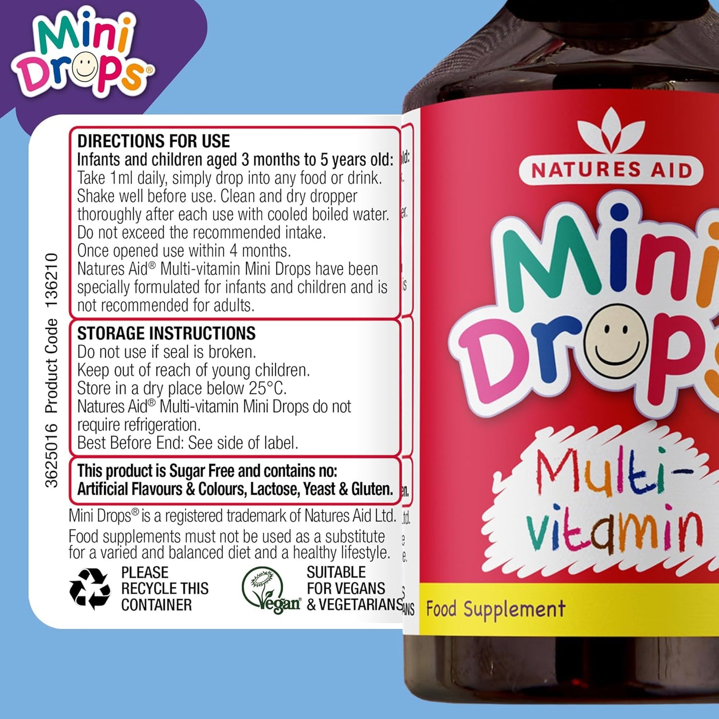Natures Aid Children's Multi-vitamin Mini Drops 50ml