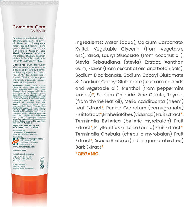 Himalaya BOTANIQUE Complete Care Toothpaste - Simply Cinnamon