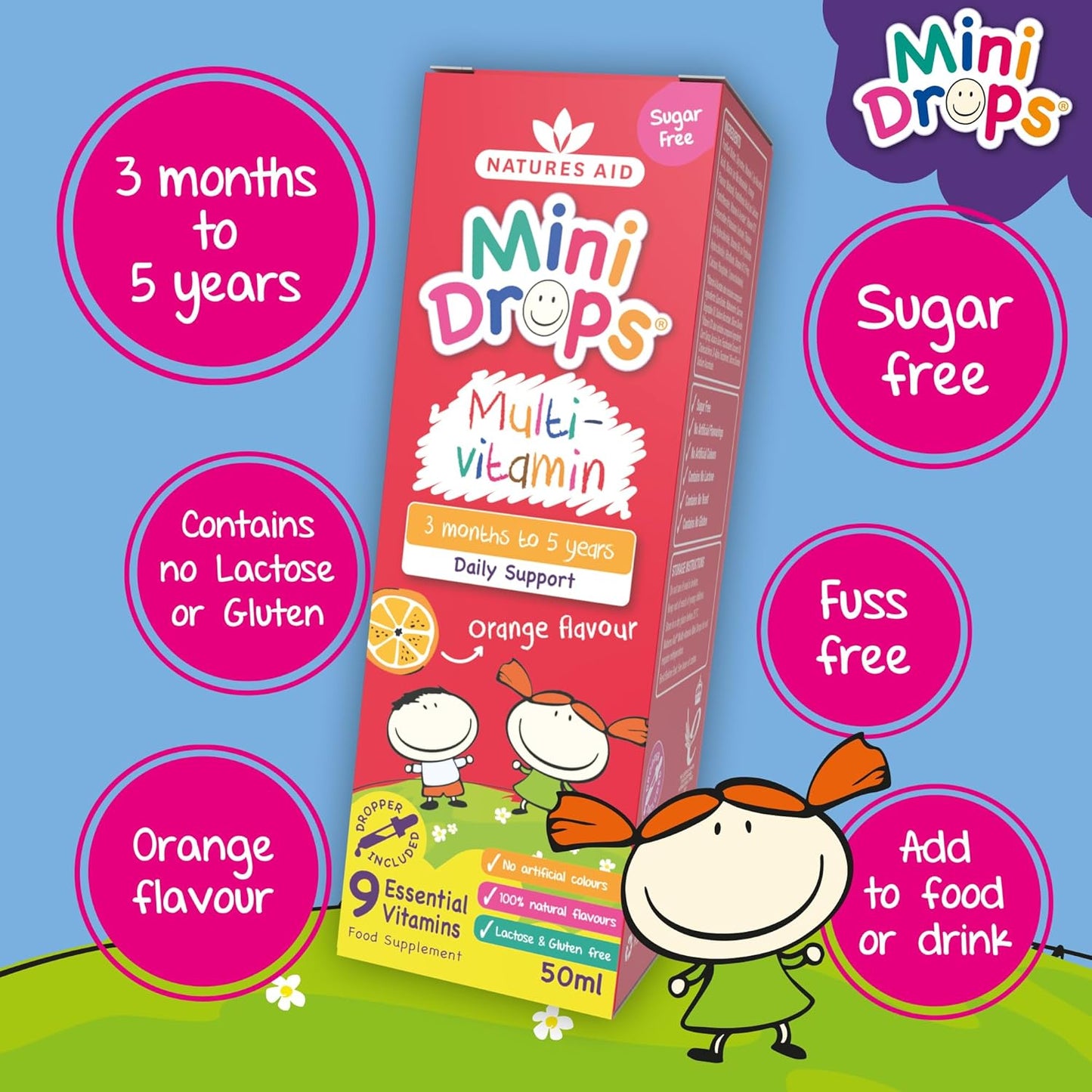 Natures Aid Children's Multi-vitamin Mini Drops 50ml