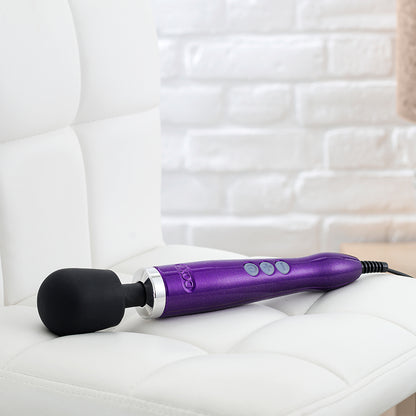 Purple Doxy Die Cast vibrator by Doxy, showcasing its sleek purple body and detailed design on a white background.