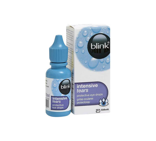 Blink Intensive Tears protective eye drops in a 10ml bottle, designed to soothe and lubricate dry, tired eyes.