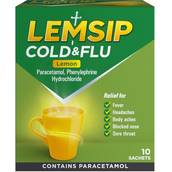 Lemsip Cold & Flu Lemon Sachets -10 Sachets