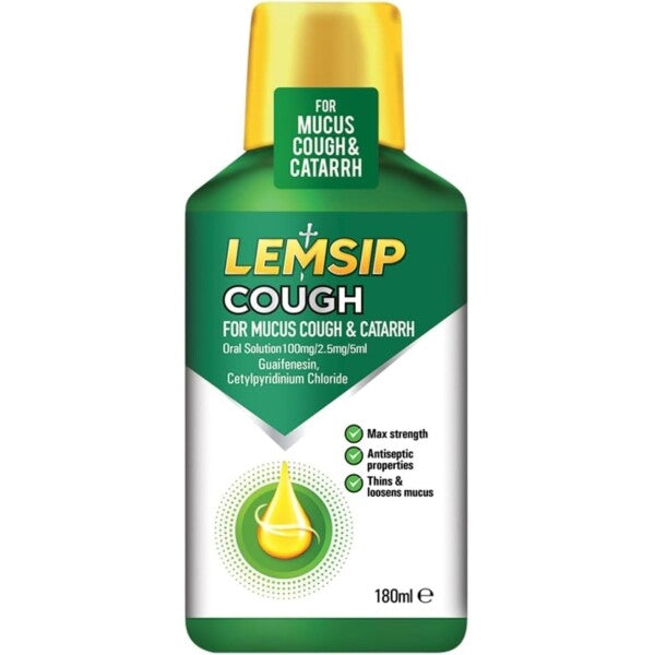 Lemsip Cough For Mucus Cough & Cattarh - 180ml