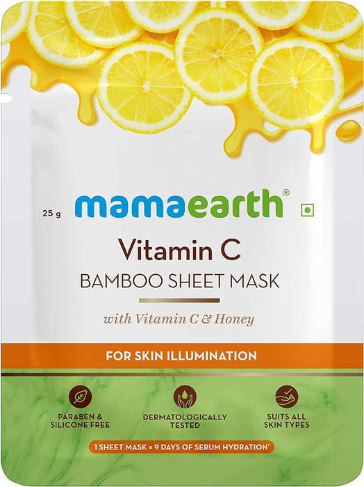 Mamaearth Vitamin C Bamboo Sheet Mask with Honey for Skin Illumination - (25g)