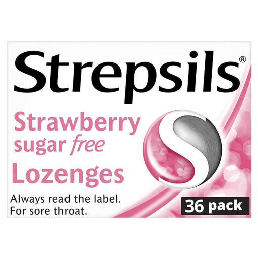 Strepsils Strawberry Sugar Free Lozenges - 36 Lozenges