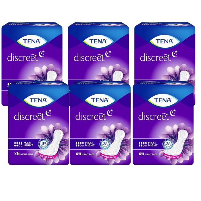 TENA Discreet Maxi Night Incontinence Pads - 6 Pads