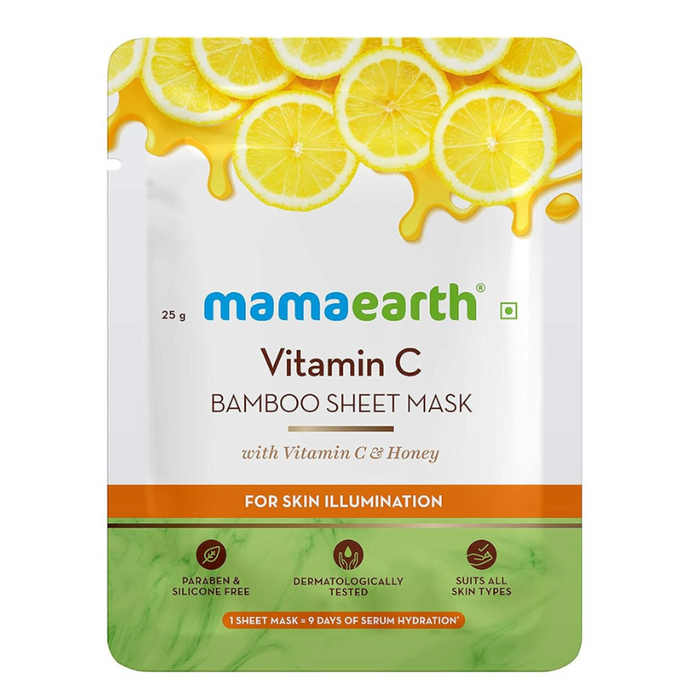 Mamaearth Vitamin C Bamboo Sheet Mask with Vitamin C & Honey for Skin Illumination - 25 g