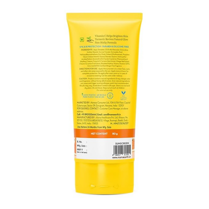 Mamaearth Vitamin C Daily Sunscreen with Vitamin C & Turmeric for Sun Protection - 80 g