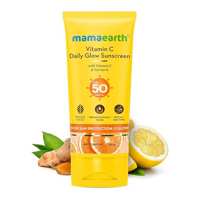 Mamaearth Vitamin C Daily Sunscreen with Vitamin C & Turmeric for Sun Protection - 80 g