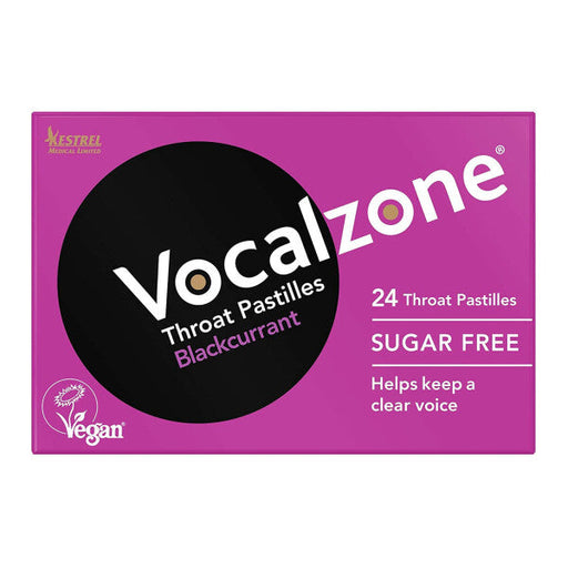 Vocalzone Blackcurrant Sugar Free Throat Pastilles - 24 Pack