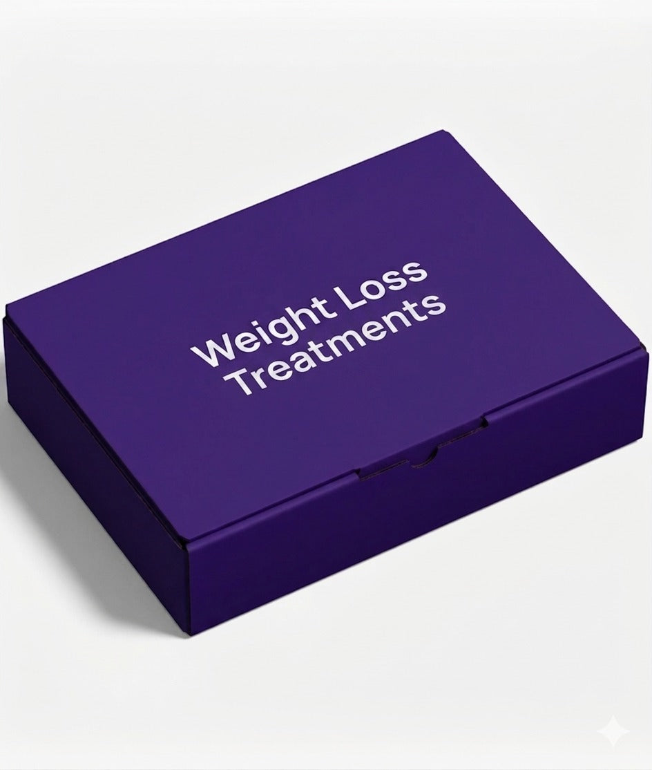 Cured Pharmacy weight loss treatments displayed in a bottle with capsules, on a clean white background.