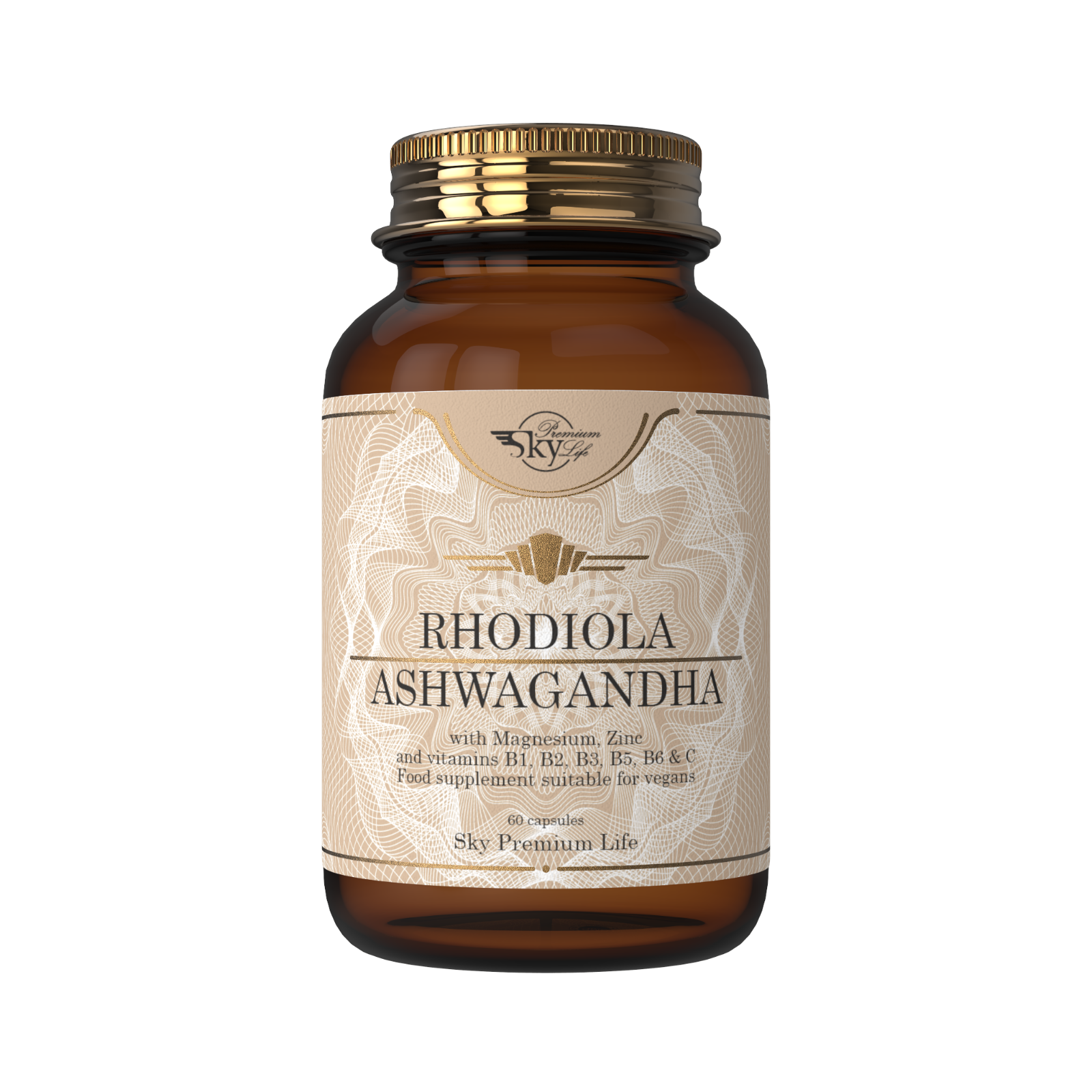 Sky Premium Life Ashwagandha & Rhodiola Magnesium Zinc 60 Capsules