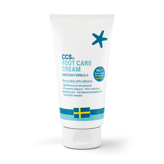 Ccs Foot Cream in 60ml tube, moisturizing foot care product with smooth texture, designed to nourish and hydrate dry, cracked feet.