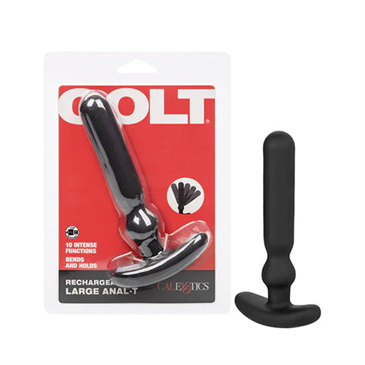 Front view of COLT Rechargeable Large Anal-T packaging showing the product and branding on the box.