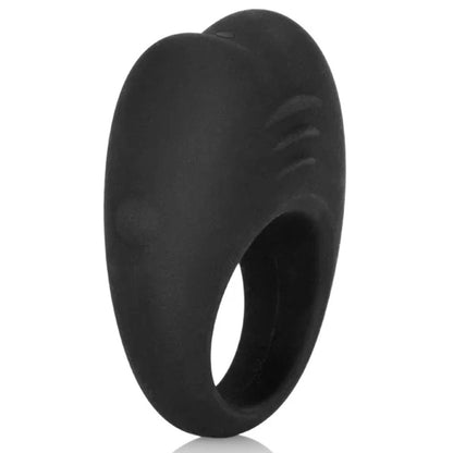 Black COLT Silicone Rechargeable Cock Ring shown from an angled view, highlighting its sleek design and flexible material.