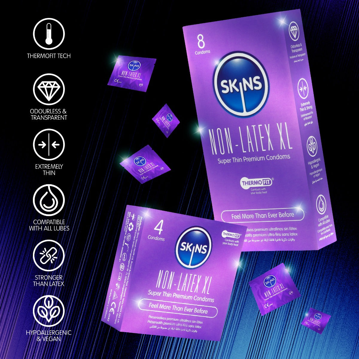 Skins Condoms Non-Latex XL 4 Pack