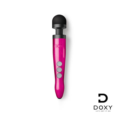 Pink Doxy Die Cast 3 Rechargeable vibrator with a sleek, metallic finish and ergonomic design for versatile pleasure.