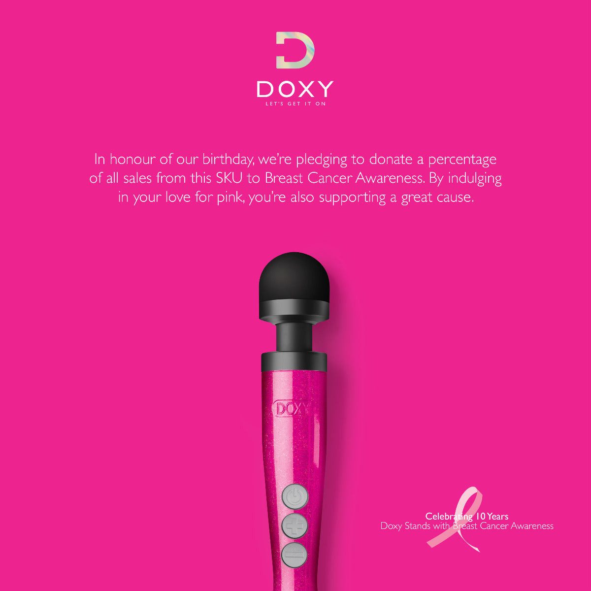 Doxy Die Cast 3 Rechargeable vibrator in hot pink with sleek diecast design and ergonomic controls.