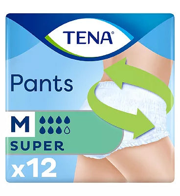 TENA Incontinence Pants Super Medium Size - 12 Pants