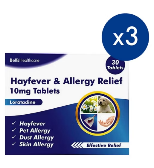 Hayfever and Allergy Relief Loratadine 10mg 30 Tablets x 3 packs (Brands May Vary)