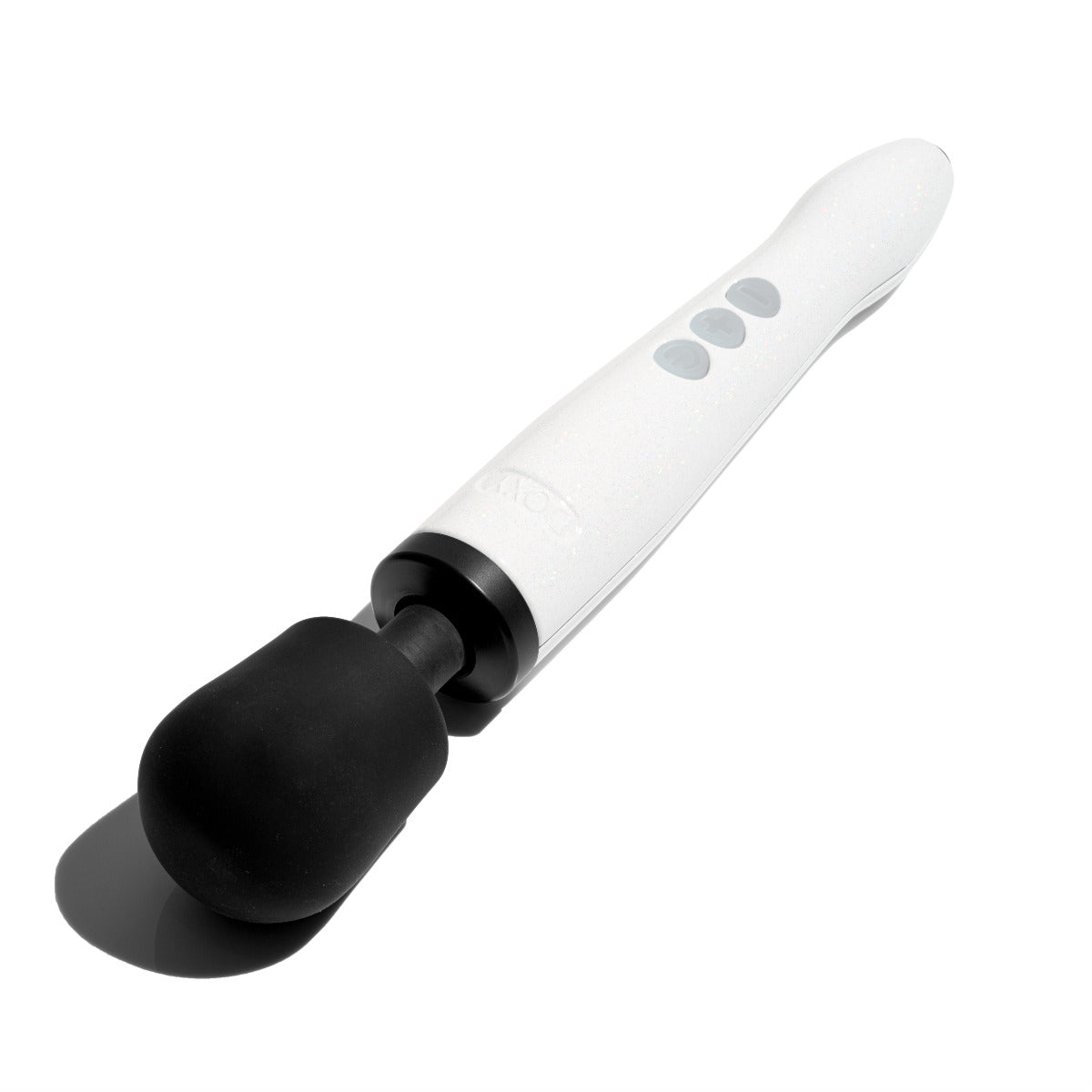 Doxy Die Cast Rechargeable vibrator in Stardust White with textured head, made of smooth silicone, designed for maximum pleasure.
