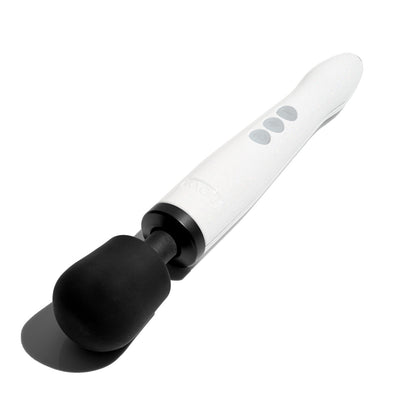 Doxy Die Cast Rechargeable vibrator in Stardust White with textured head, made of smooth silicone, designed for maximum pleasure.