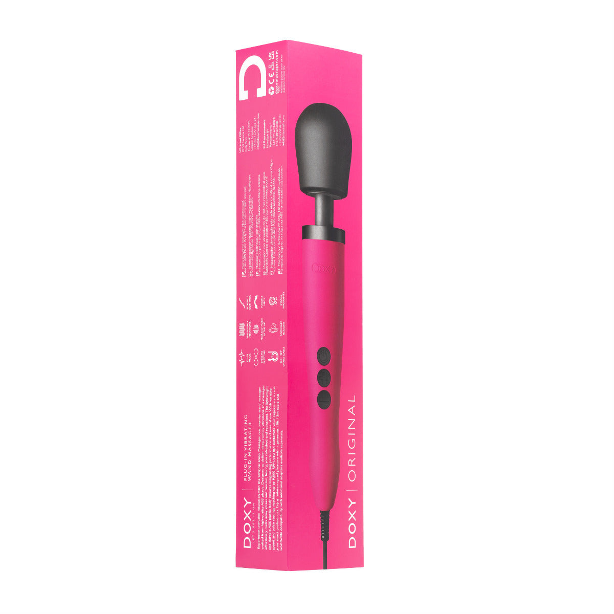 Pink Doxy Original Massager with textured surface and ergonomic design, showcasing its compact and powerful handheld shape.