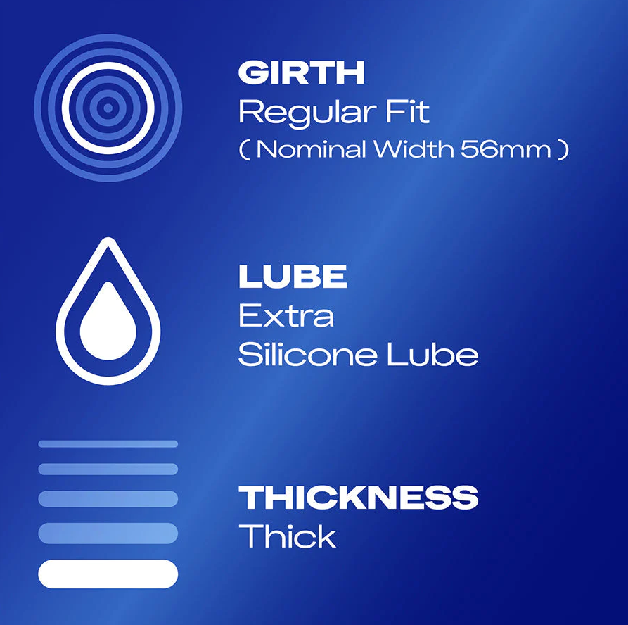 Durex Extra Safe condom pack with six latex condoms for added protection and safety during sexual activity.