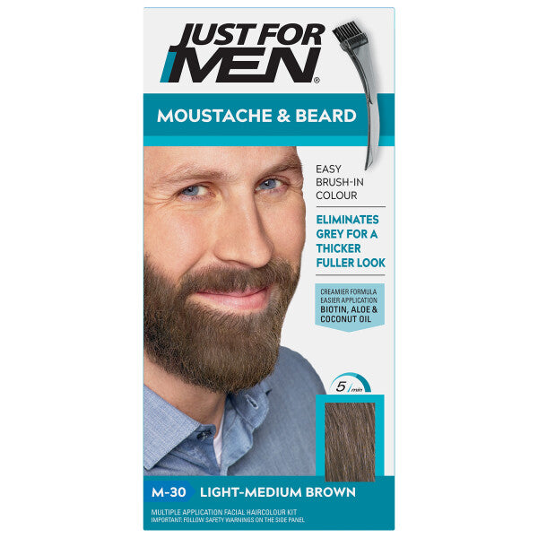 Just For Men Moustache & Beard Light-Medium Brown Hair Dye M-30