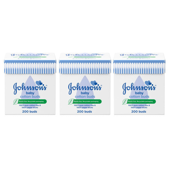 Johnson's Baby Cotton Buds 200 Paper Sticks 