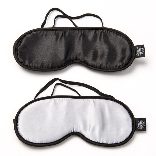 Fifty Shades of Grey No Peeking soft twin blindfold set with smooth fabric and adjustable straps for comfortable, discreet use.