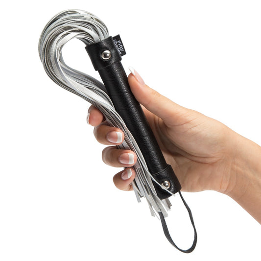 Fifty Shades of Grey Please Sir Flogger with leather handle and multiple leather lashes for BDSM role-play.