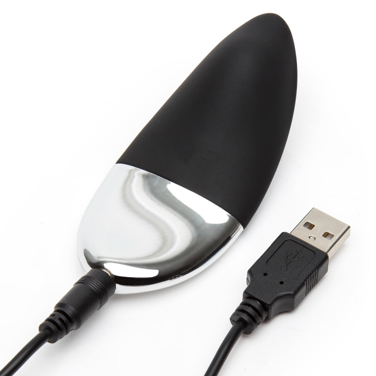 Fifty Shades of Grey Relentless Vibrations remote control panty vibe, black discreet vibrator shown in a close-up image.