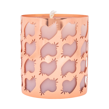 High On Love massage candle jar with a sleek design, showcasing the aromatic candle inside ready for relaxation and sensual massage.