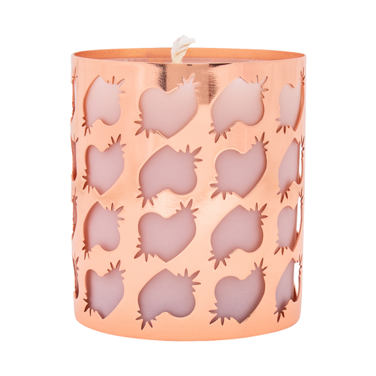 High On Love massage candle jar with a sleek design, showcasing the aromatic candle inside ready for relaxation and sensual massage.