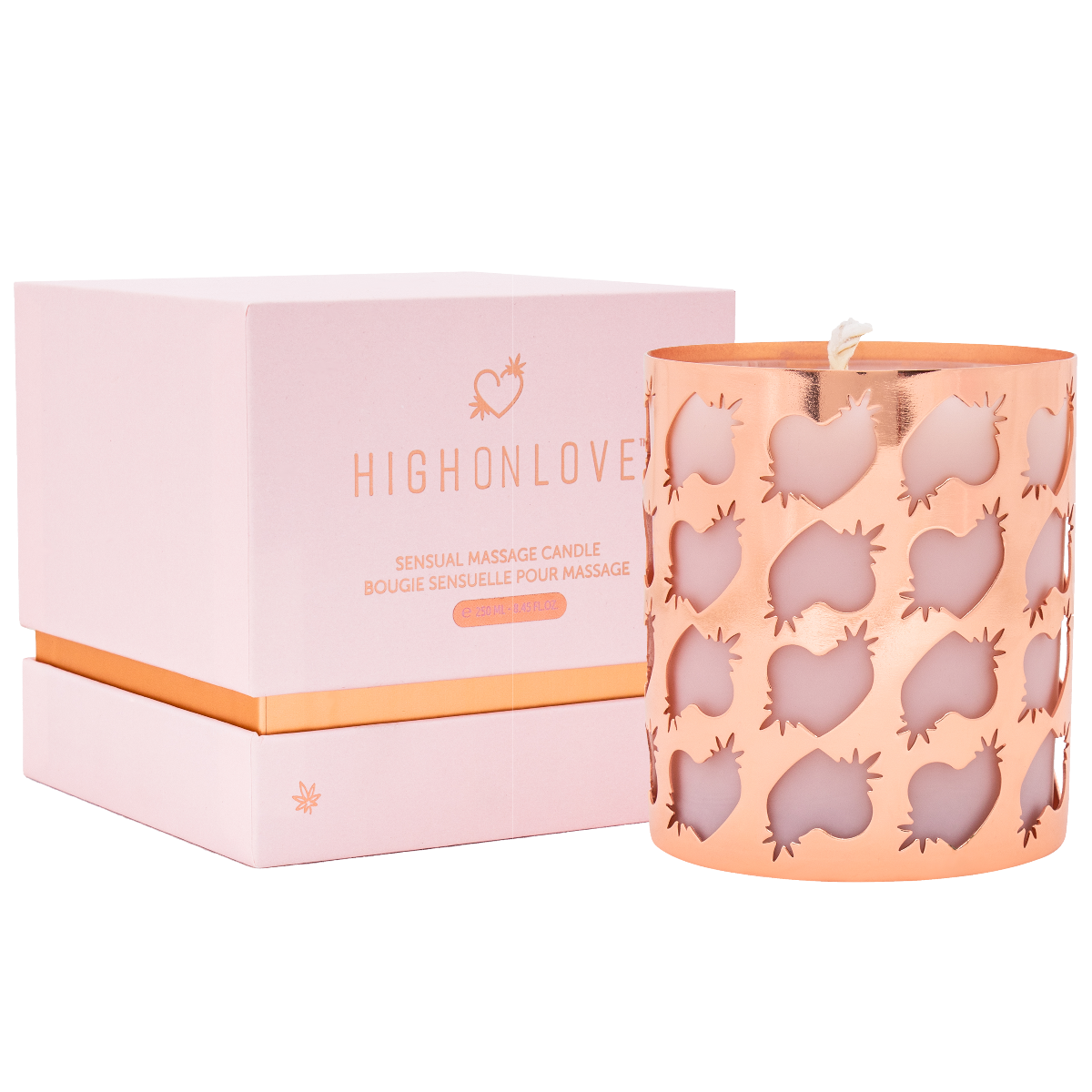 High On Love massage candle set with three scented candles, designed for relaxing, sensual massage and aromatherapy.