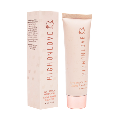 High On Love soft touch hand cream set featuring elegant packaging and creamy texture for smooth, nourished hands.