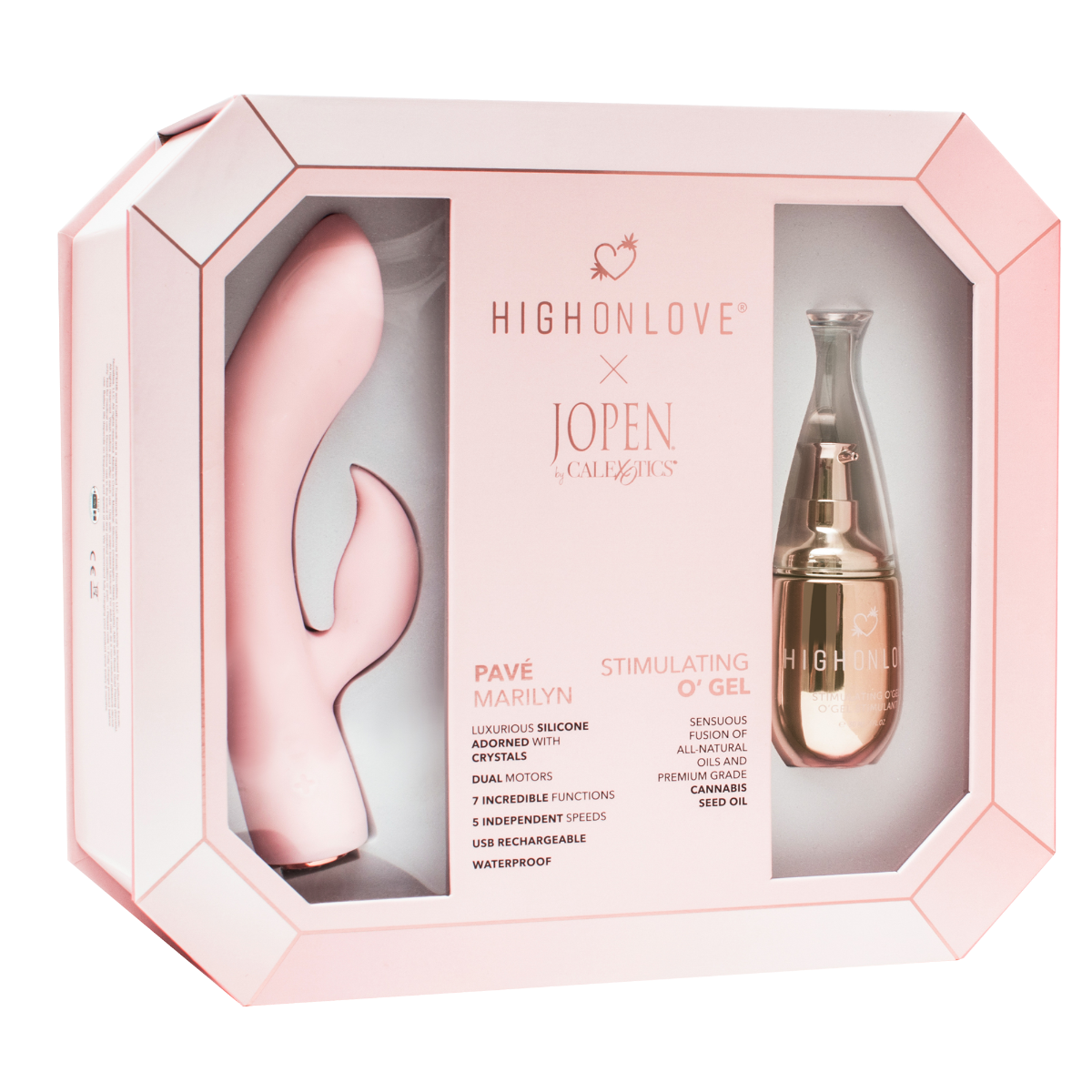 High On Love Objects of Pleasure gift set with various intimate items in a sleek box, designed for personal pleasure and intimacy.