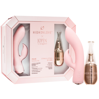 High On Love Objects of Pleasure gift set with assorted intimate pleasure toys and accessories in a sleek packaging.