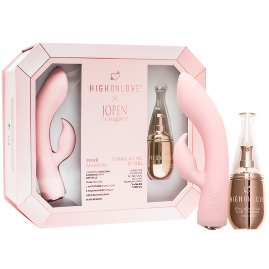 High On Love Objects of Pleasure gift set with assorted intimate pleasure toys and accessories in a sleek packaging.