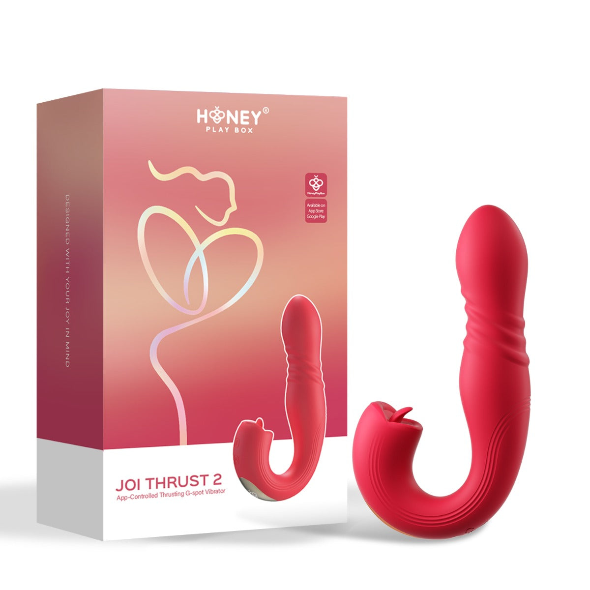 Honey Play Box - Joi Thrust 2 - Thrusting G Spot Vibrator & Tongue Clit Licker (App Controlled, Pressure Sensing)