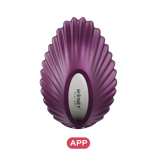 Honey Play Box Pearl purple magnetic panty vibrator with app control, shown with its sleek design and purple color.