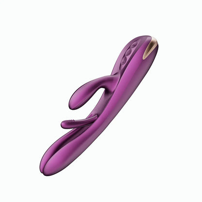 Honey Play Box Terri purple rabbit vibrator with app control, featuring a kinky finger tapping design, angled downward for stimulation.