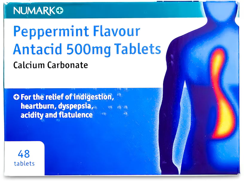 Numark Peppermint Flavour Antacid 500mg Tablets Calcium Carbonate