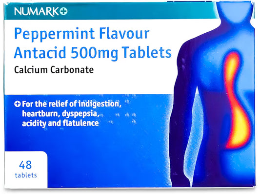 Numark Peppermint Flavour Antacid 500mg Tablets Calcium Carbonate