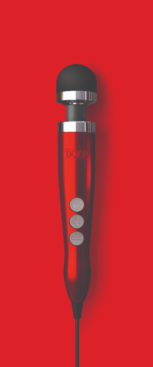 Doxy Die Cast 3 vibrator in candy red color, showcasing sleek design and metallic finish, made by Doxy.